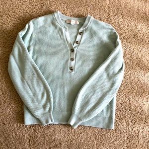 LOFT Ribbed Henley Sweater Mint